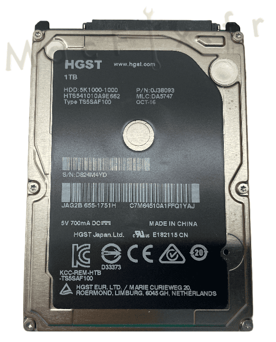 Disque Dur Interne HGST 1To 2.5″ – Modèle HTS541010A9E680 – Occasion Formaté